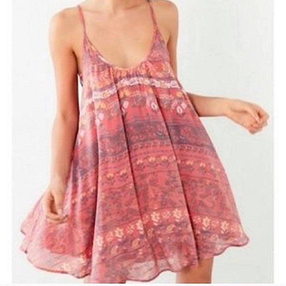 UO Kimchi Blue Pink Pattern Swing Mini Dress